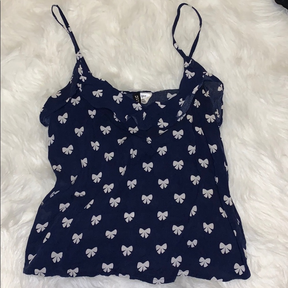 Blue/white bow cami